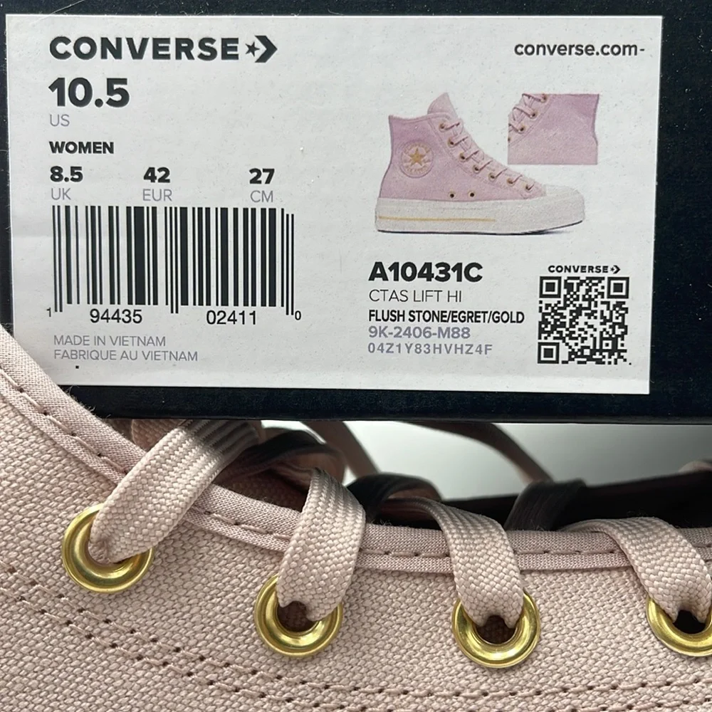 Converse WMNS CTAS LIFT HI FLUSH STONE/EGRET/GOLD A10431C Platforms Sneakers